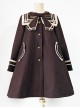 College Style Bowknot Brown Navy Collar Lolita Coat