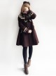 College Style Bowknot Brown Navy Collar Lolita Coat