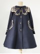 College Style Bowknot Navy Blue Navy Collar Lolita Coat