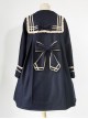 College Style Bowknot Navy Blue Navy Collar Lolita Coat