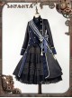 At Dusk Series Fake Two Pieces Navy Blue Gothic Lolita Coat