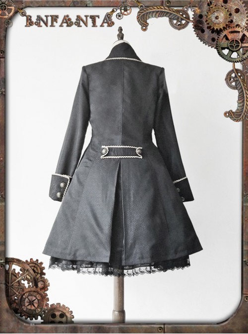 At Dusk Series Fake Two Pieces Black Gothic Lolita Coat