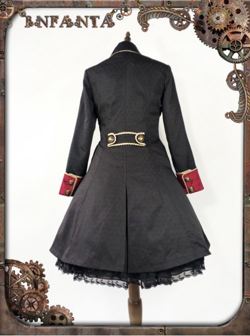 At Dusk Series Fake Two Pieces Wine Red Gothic Lolita Coat