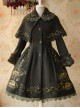 Carousel Series Golden Thread Embroidery Deep Olive Green Plus Cashmere Lolita Coat