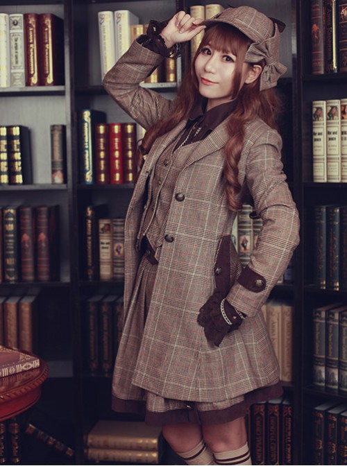 Beck Street's Dense Fog Series Khaki Detective Style Lolita Female Coat