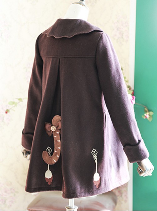 Chocolate Sauce Series Embroidery Chocolate Color Plus Velvet Lolita Coat