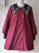College Style Wine Red Pointed Collar Lolita Coat