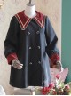College Style Black Pointed Collar Lolita Thickened Coat