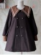 College Style Coffee Color Pointed Collar Lolita Thickened Coat