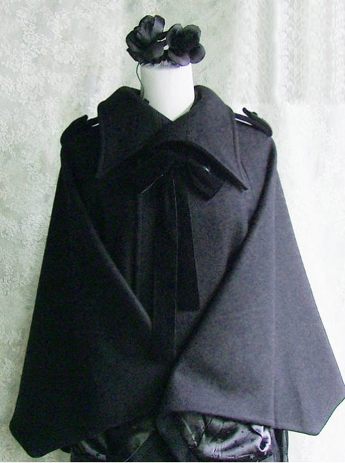 Wool Cashmere Black Bat Wing Cloak Gothic Lolita Cloak