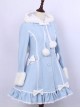 Sky Blue Lace Cute Hooded Sweet Lolita Winter Coat For Women