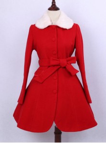 Retro Elegance Christmas Red Woolen Lolita Coat