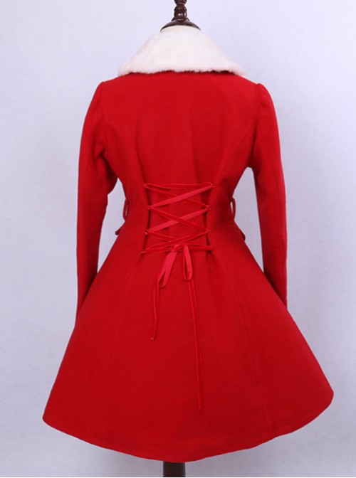 Retro Elegance Christmas Red Woolen Lolita Coat