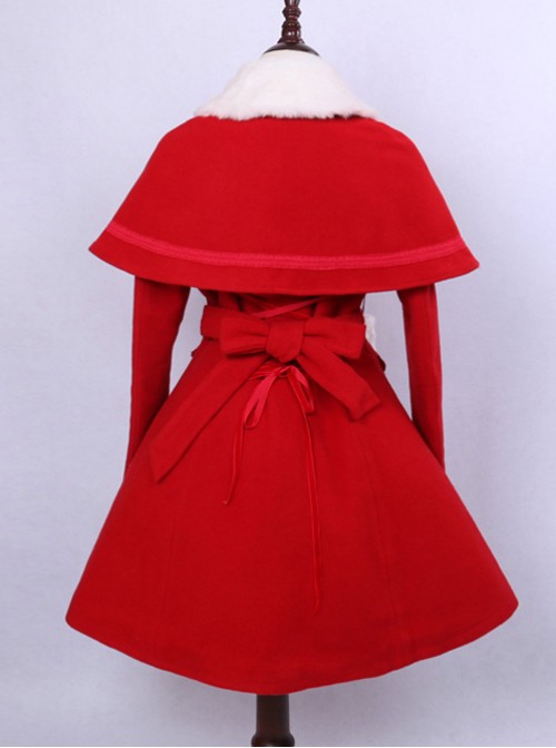 Retro Elegance Christmas Red Woolen Lolita Coat