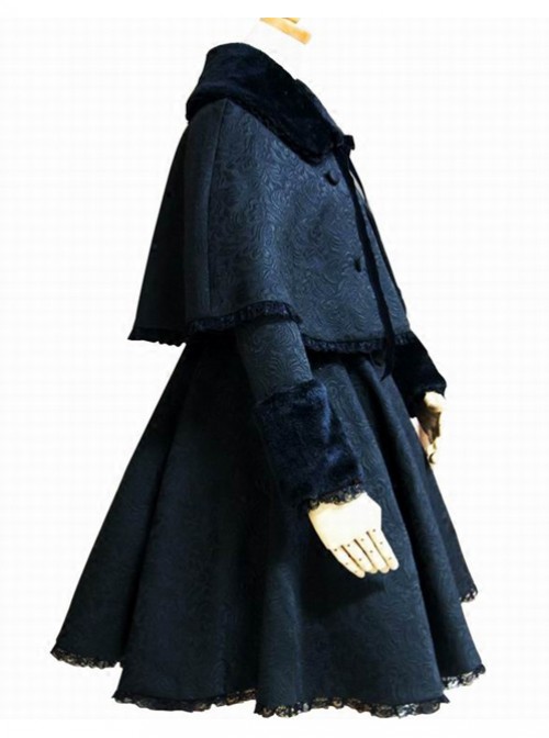 Flocking Lace Elegance Black Gothic Lolita Coat