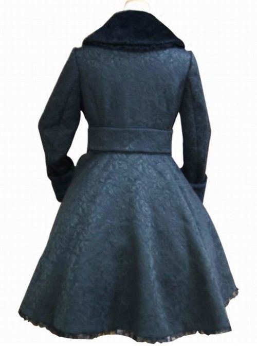 Flocking Lace Elegance Black Gothic Lolita Coat