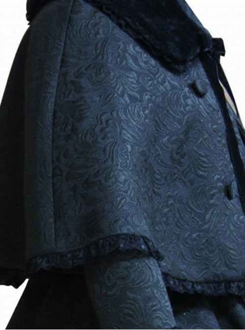 Flocking Lace Elegance Black Gothic Lolita Coat