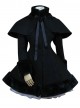 Black Hooded Shawl Corset Binding Bands Lovely Lolita Woolen Coat