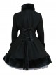 Black Hooded Shawl Corset Binding Bands Lovely Lolita Woolen Coat