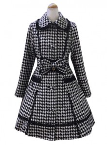 Swallow Plaids Slim Fit Lace Lapel Lolita Womens Woolen Winter Coat