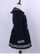 College Style Deep Blue Double-breasted Navy Collar Pleated Skirt Pendulum Woolen Lolita Coat