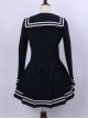 College Style Deep Blue Double-breasted Navy Collar Pleated Skirt Pendulum Woolen Lolita Coat