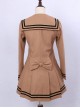 College Style Light Tan Double-breasted Navy Collar Pleated Skirt Pendulum Woolen Lolita Coat