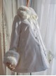 Gentle Pure Color Embroidery Classic Lolita Fur Collar Woolen Coat