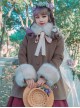 Gentle Pure Color Embroidery Classic Lolita Fur Collar Woolen Coat