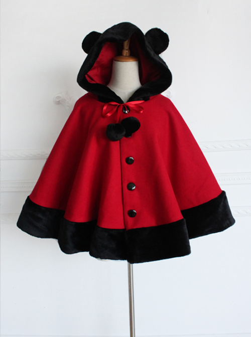 Shirokuma Cafe Cute Wool And Cashmere Bear Ears Sweet Lolita Cloak