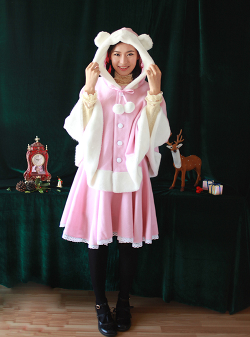 Shirokuma Cafe Cute Wool And Cashmere Bear Ears Sweet Lolita Cloak