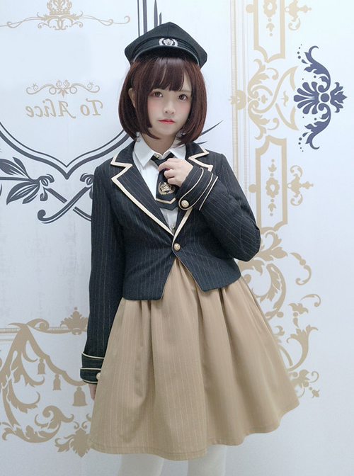 Military Uniform Style Lolita Stripes jacket