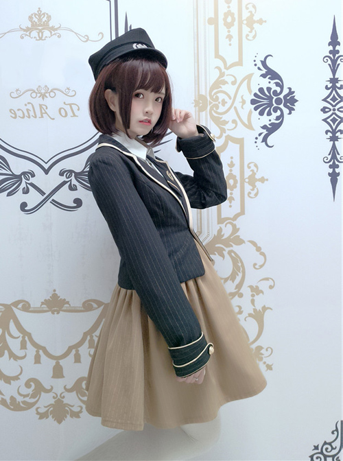 Military Uniform Style Lolita Stripes jacket