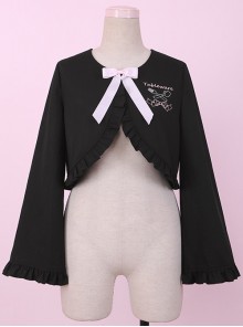 Cute Knife And Fork Embroidery Lolita Black Short Style Small Coat