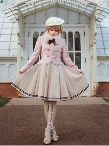 White Lace Pink Cute And Warm Lolita Napoleon Short Coat