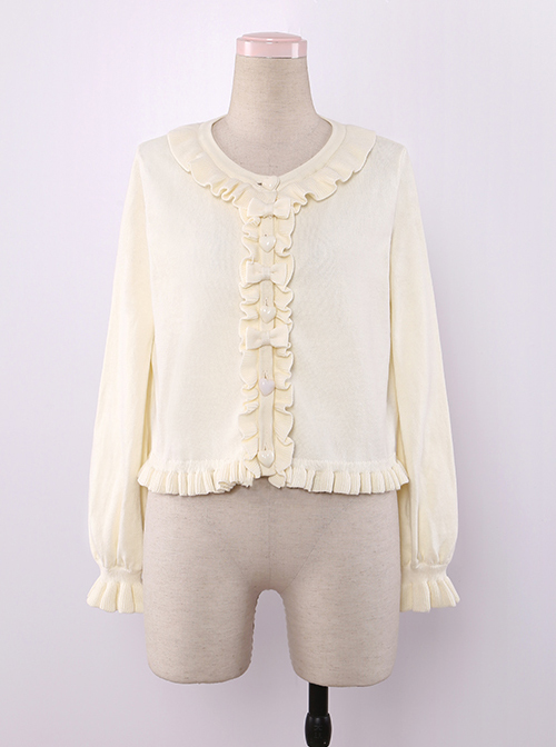 Bowknot Ruffles Sweet Lolita Short Knit Cardigan