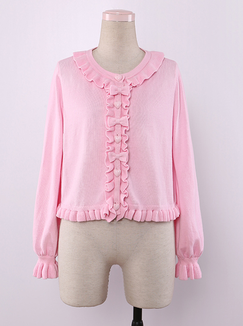 Bowknot Ruffles Sweet Lolita Short Knit Cardigan