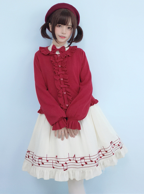 Bowknot Ruffles Sweet Lolita Short Knit Cardigan