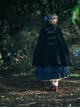 Black Lady Gothic Lolita Round-neck Wool Long Cloak