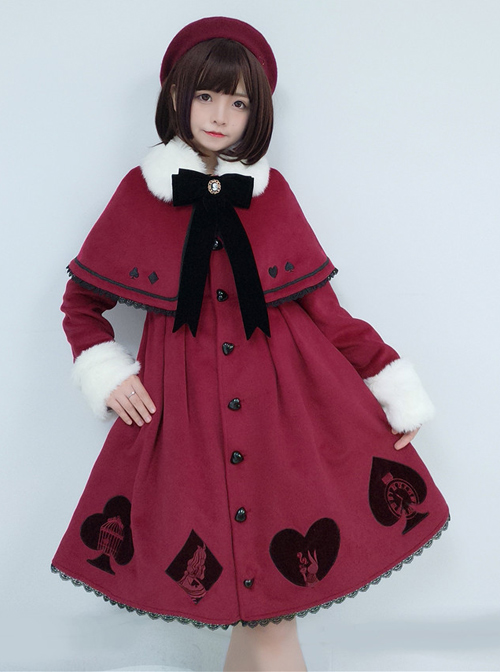 Queen Of Hearts Series Classic Lolita Red Coat And Cloak Set