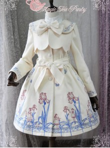 Magic Tea Party Irises Series Color Embroidery Fake Two Pieces Classic Lolita Winter Coat For Women