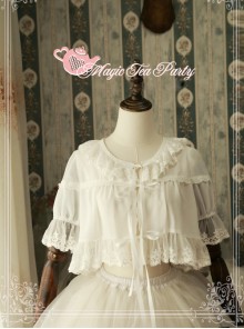 Magic Tea Party Short Sleeve Short Lace-up Chiffon Cardigan