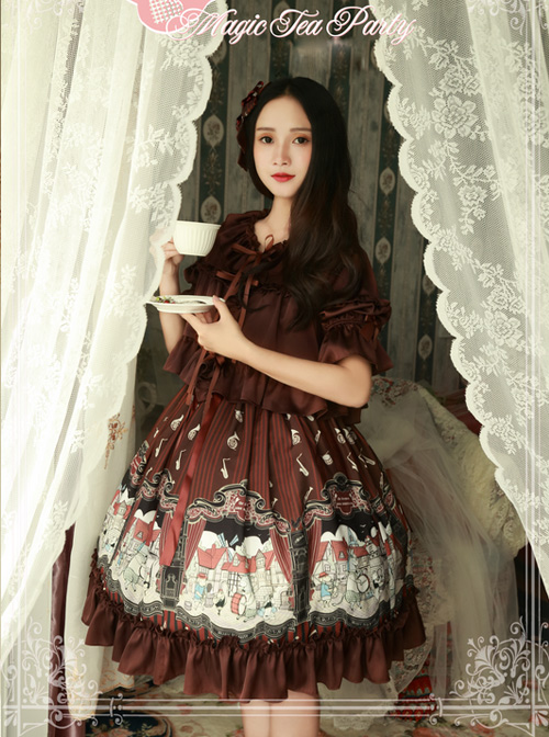 Magic Tea Party Short Sleeve Short Lace-up Chiffon Cardigan