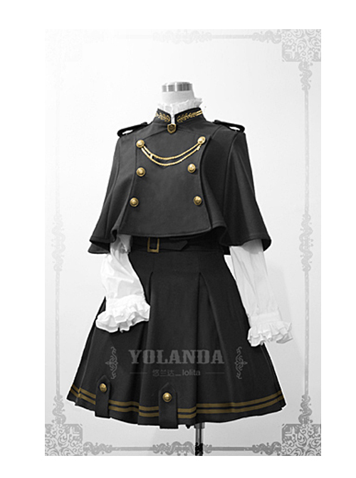 Uniform Style Velvet Lolita Suit Of Skirt And Cloak