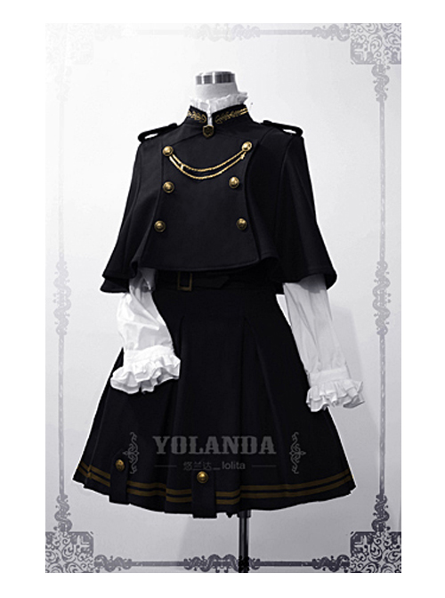 Uniform Style Velvet Lolita Suit Of Skirt And Cloak