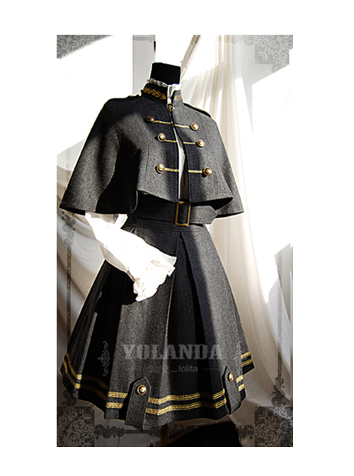 Uniform Style Velvet Lolita Suit Of Skirt And Cloak