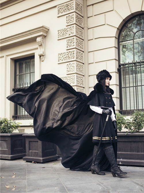 Uniform Style Velvet Lolita Suit Of Skirt And Cloak