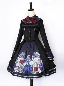 Beauty The Rose Series Printing Purple Gothic Lolita Coat