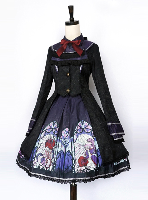 Beauty The Rose Series Printing Purple Gothic Lolita Coat