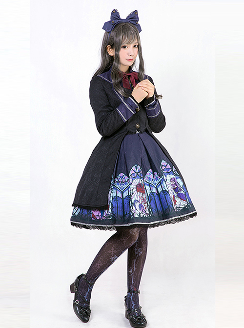 Beauty The Rose Series Printing Purple Gothic Lolita Coat